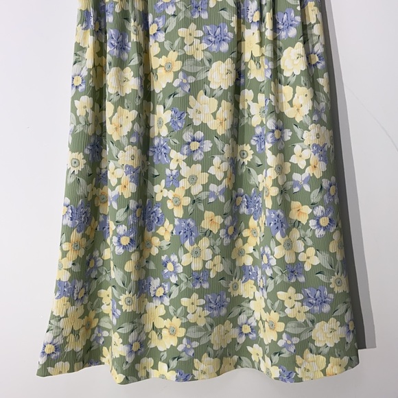 Vintage Pastel Green Floral Midi Skirt - Picture 2 of 9